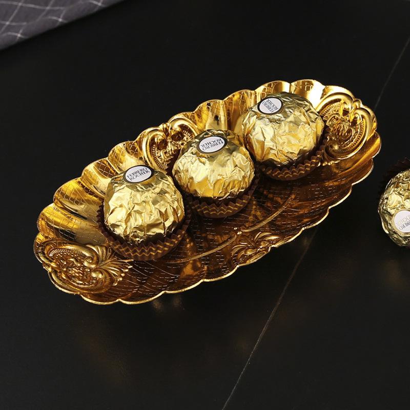 Metal Oval Egg Lace Fruit Plate Hotel Buffet Plate Food Display Plate Cold Meal Pastry Plate