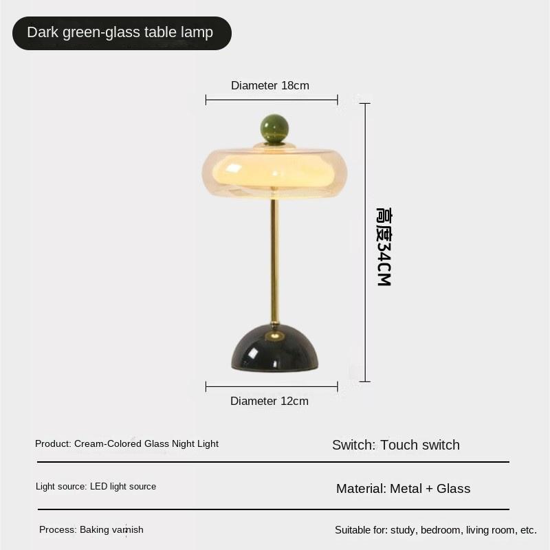 Vintage Dimmbare Glas Tischlampe Mid-Century Stil Ambient Schreibtischlampe für Schlafzimmer Nachttisch Arbeitsplatz Schreibtisch Heimdeko Beleuchtung