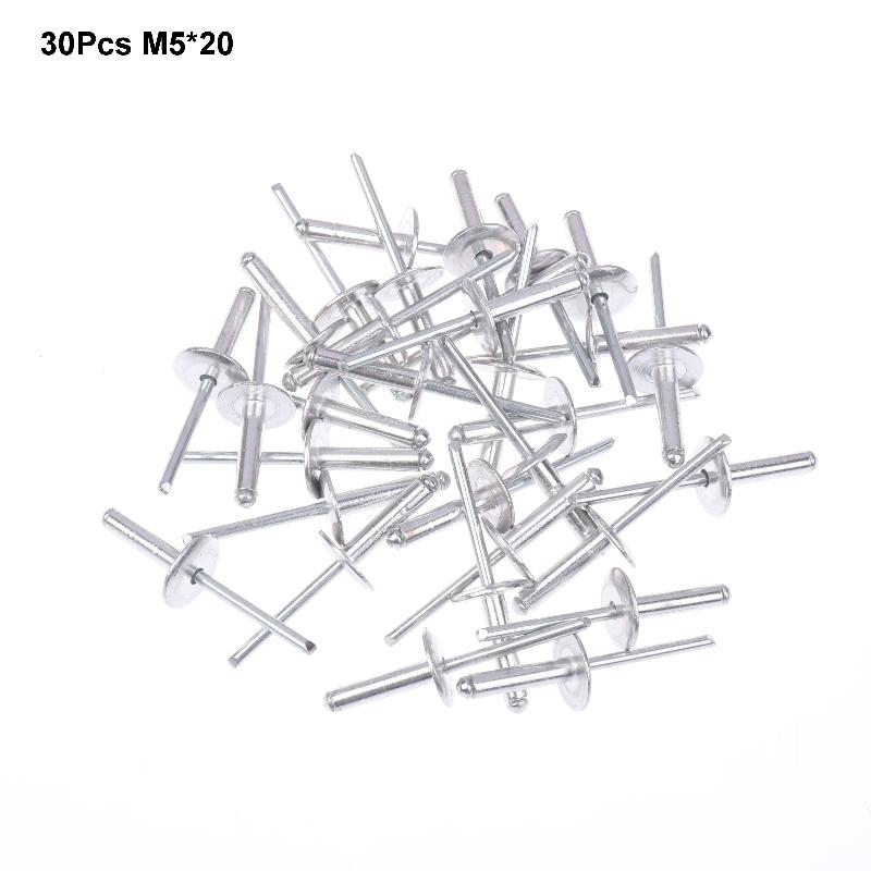 30 Pcs Large Flange Blind Rivets, Aluminum Rivets Assortment Kit Blind Rivets, Round Head Rivets