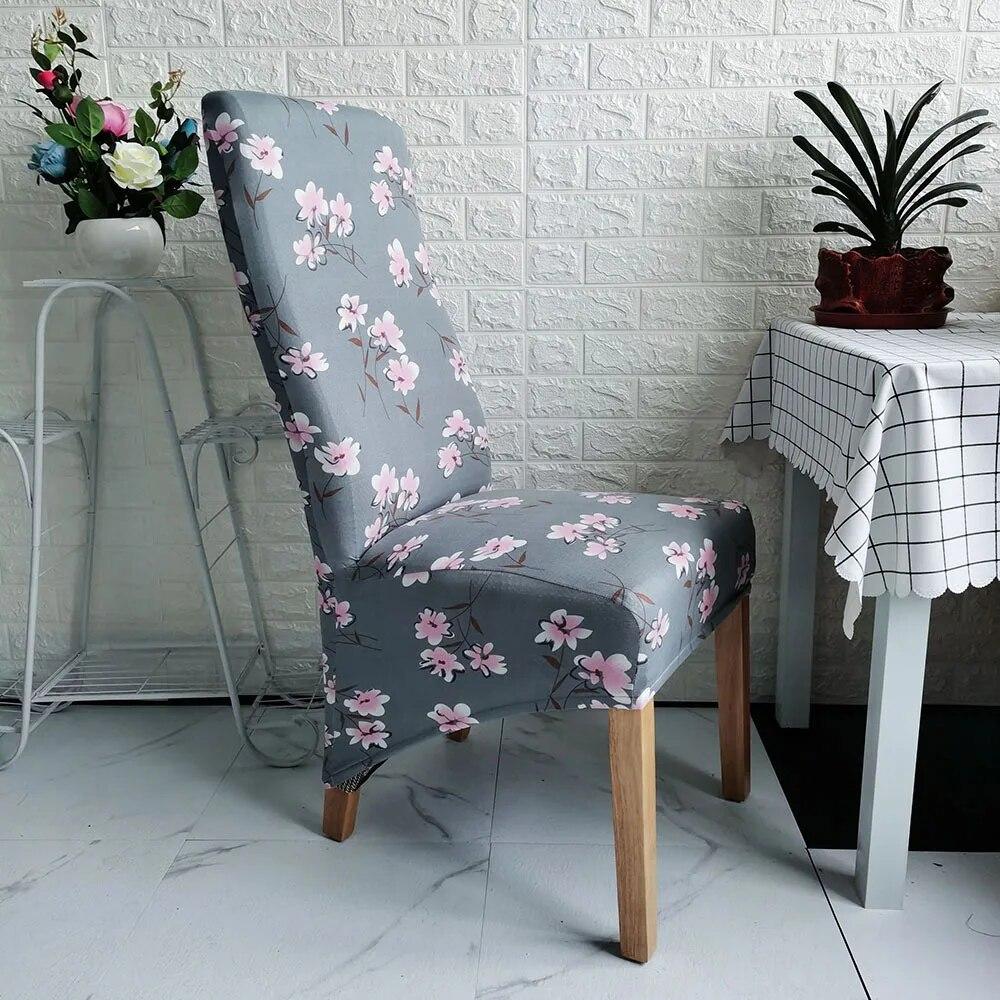 Printed King Back Chair Cover Stretch Large XL Size Chair Covers for Dining Room Home Hotel Banquet Decor Long Seat Protectors