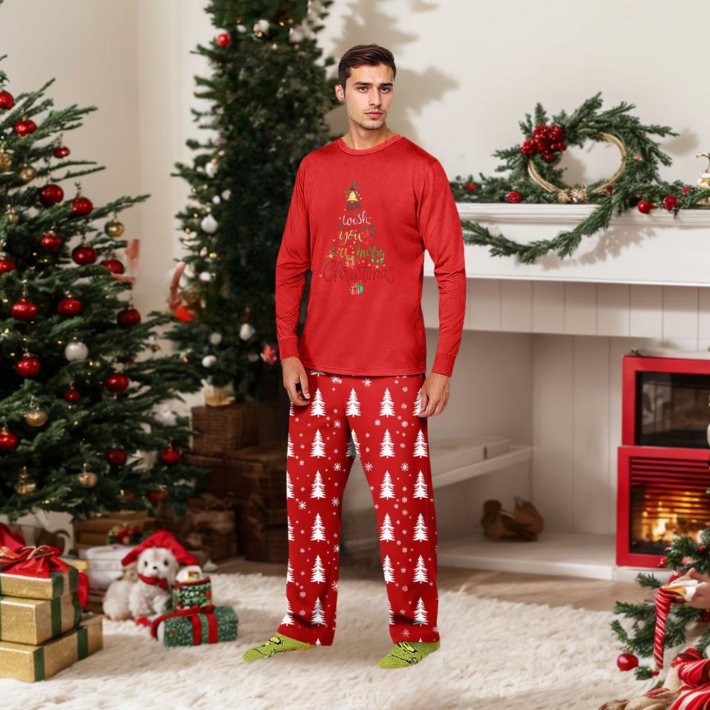 Druck Niedliches Familien-Set Pyjamas, Hauskleidung, Familien-Set Langarm-Oberteil Hosen-Set