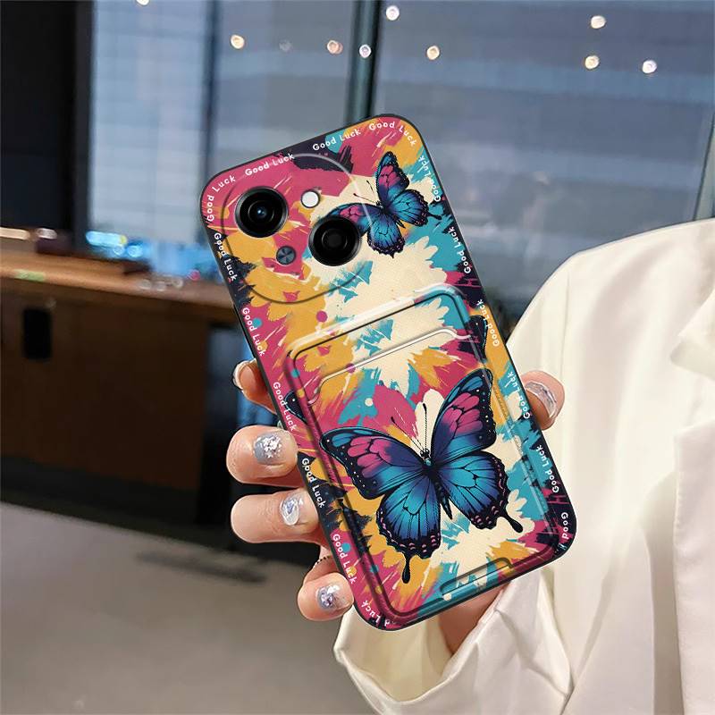Cover Cute Phone Case For Tecno POP9 4G/Spark GO 1/KL4 Card Bag Back Cover Durable Dirt-resistant Graffiti Soft Case TPU