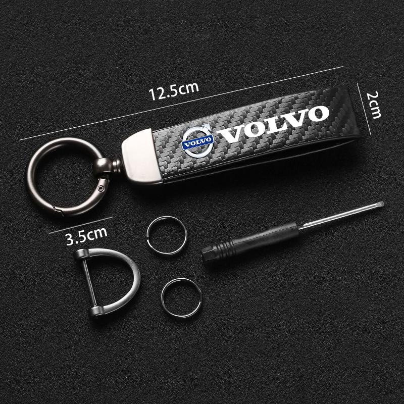 Carbon Fiber Leather Car Keychain Keyring Key Accessories For Volvo Xc60 Xc90 V40 V60 S60 V50 V90 S80 C40 XC40 V70 XC70 C30 C70