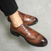 Brock carved leather shoes men's spring and autumn breathable cowhide dress business British casual platform heightening shoes