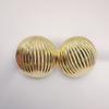 3.5cm Gold Plated Exaggerated Striped Round Clip On Earrings For Women Party Temperament Jewelry