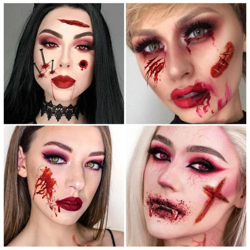 Krvavé jizvy Halloween Dočasná tetování Nálepka na obličej Halloween Body Art samolepky Holiday Party