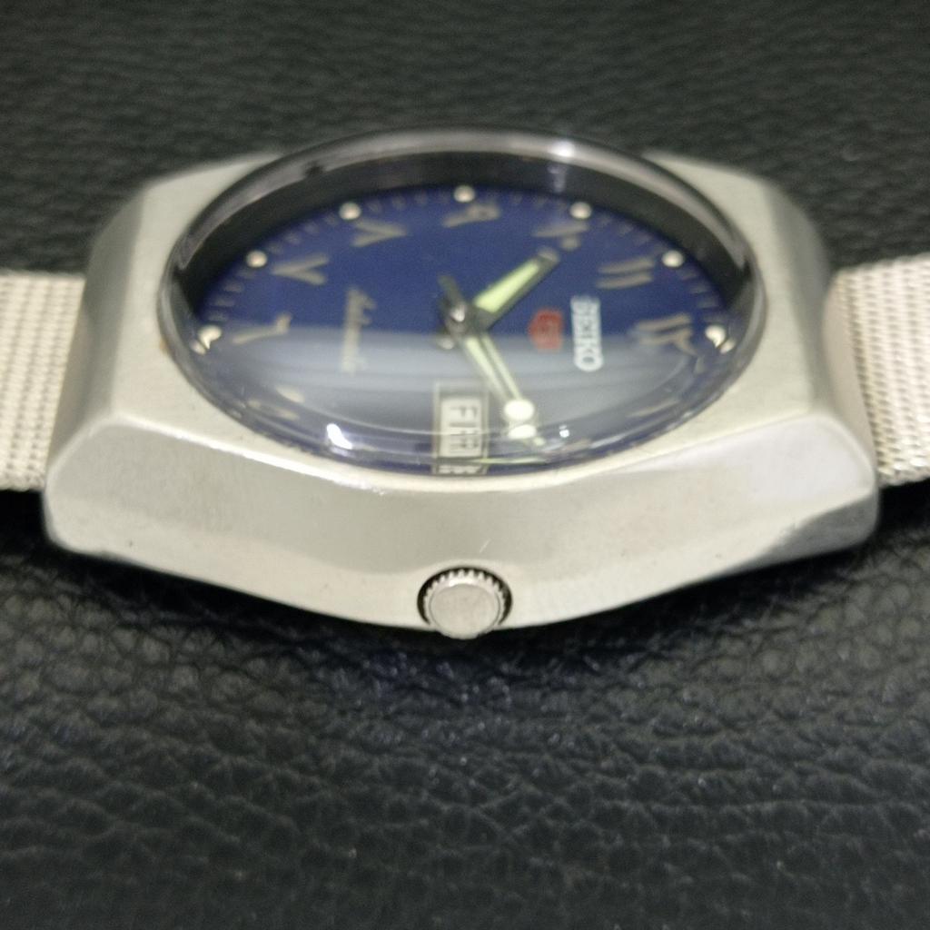 VINTAGE SEIKO 5 AUTOMATIC JAPAN 6309A MENS ARABIC BLUE DIAL WATCH a701373-5 R206a-a701373