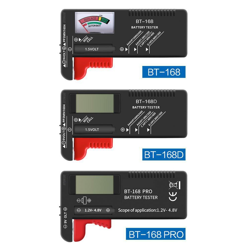 Universal Battery Tester BT 168 BT 168D BT 168PRO for AA AAA C D 9V 18650 Button Cell Voltmeter
