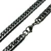 Ko Double Curb Chain Necklace Cut 10mm Standard Stainless Steel Black [Silver One] [Black 6-sided Width] Men's [60cm]