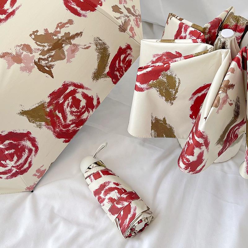 Women's Dual-Use Parasol: Automatic, Sunshade & Rain Umbrella with Black Glue Sunscreen, Foldable, Japanese & Korean Style