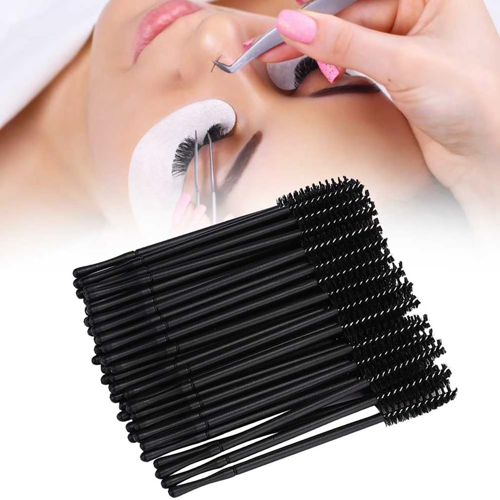 100pcs Disposable Eyelash Brush Mascara Wands Applicator Makeup Brush SetBlack