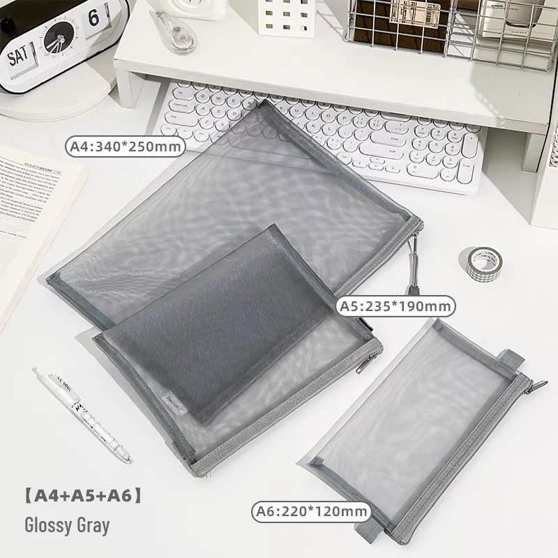 Mesh Document Bag with 6 Zippers - 5 Storage Compartments for Students & Files, Back-to-School Handbag