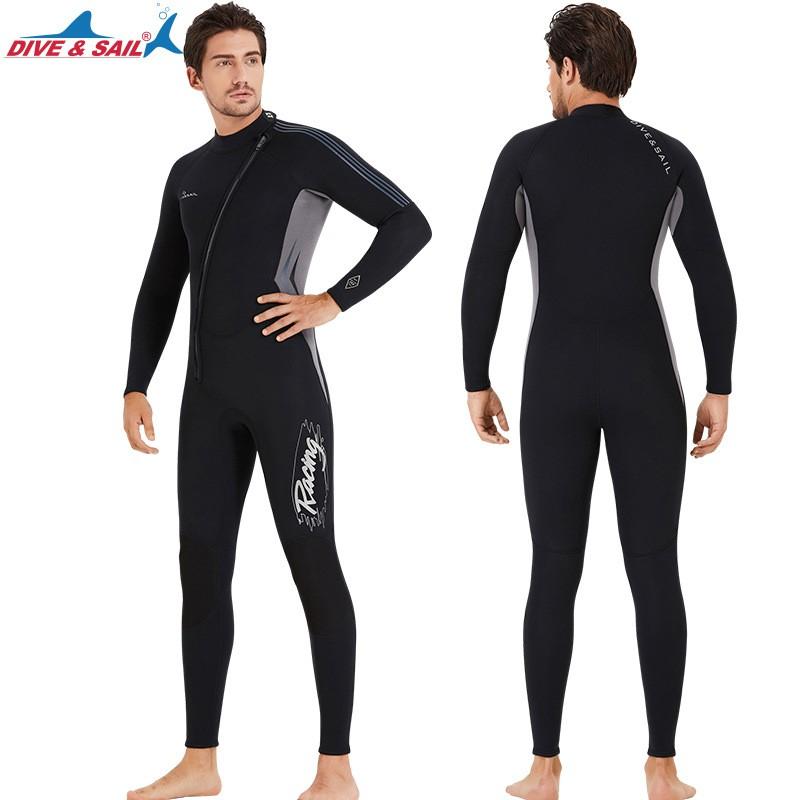 3MM Diving Suit Thickened Warm One-piece Long-sleeved Men's Snorkeling Surfing Sunscreen Jellyfish Swimsuit
