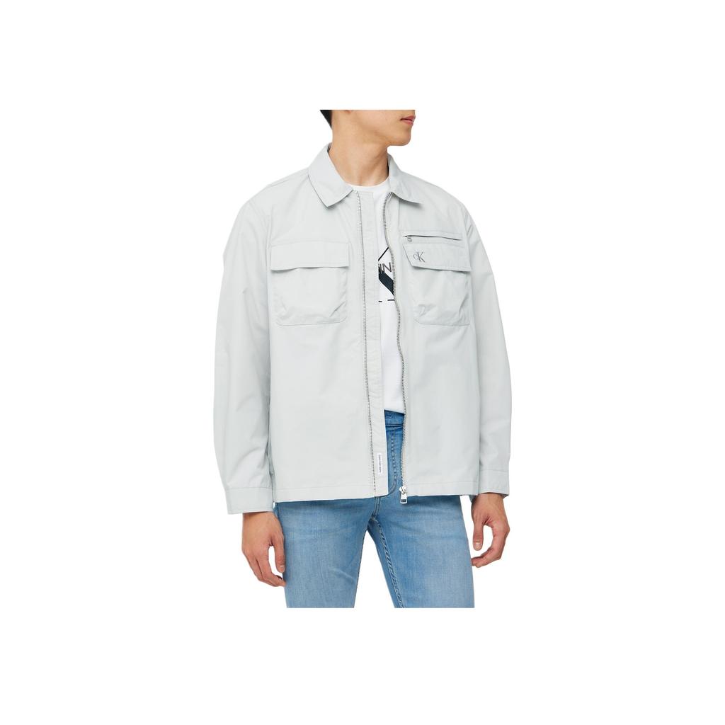 Calvin Klein Solid Color Minimalist Comfortable Pocket Long Sleeve Jacket Men Jackets White J325507-PC8