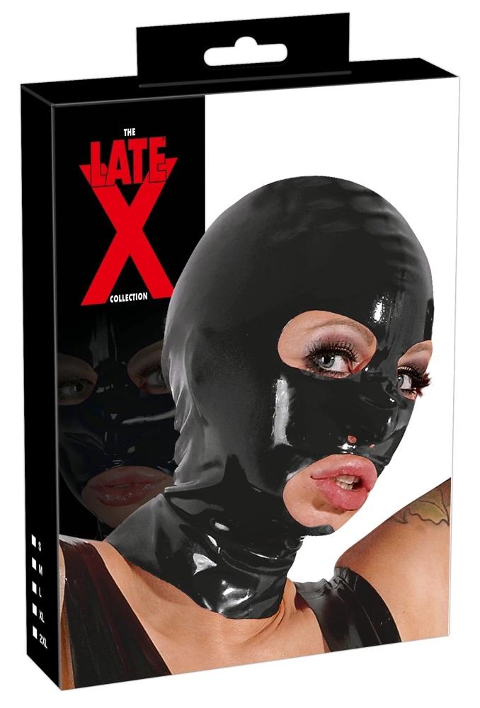 LATE X - Latexmaske mit Augen- und Mundöffnungen, Schwarz