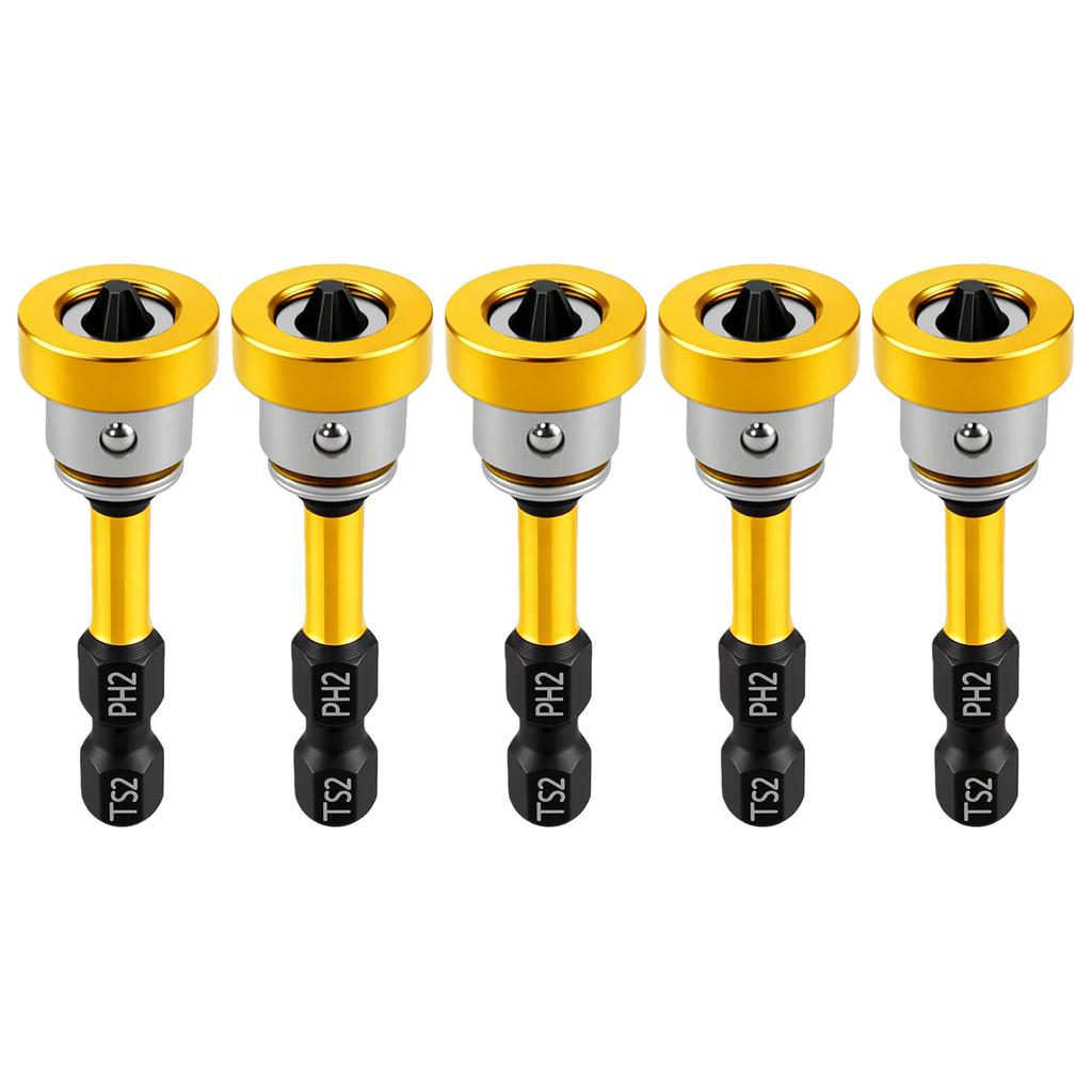 5Pcs 1/4 In Hex Shank Drywall Screw Setter 50mm PH2 Magnetic Drywall Screw Setter Bits for Plasterboard Sheetrock
