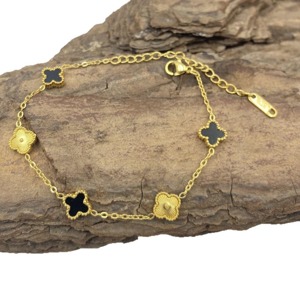 9MM Four Leaf Flower Bracelet Titanium Steel Non Tarnish Bracelet Women's Four Leaf Clover Bracelet