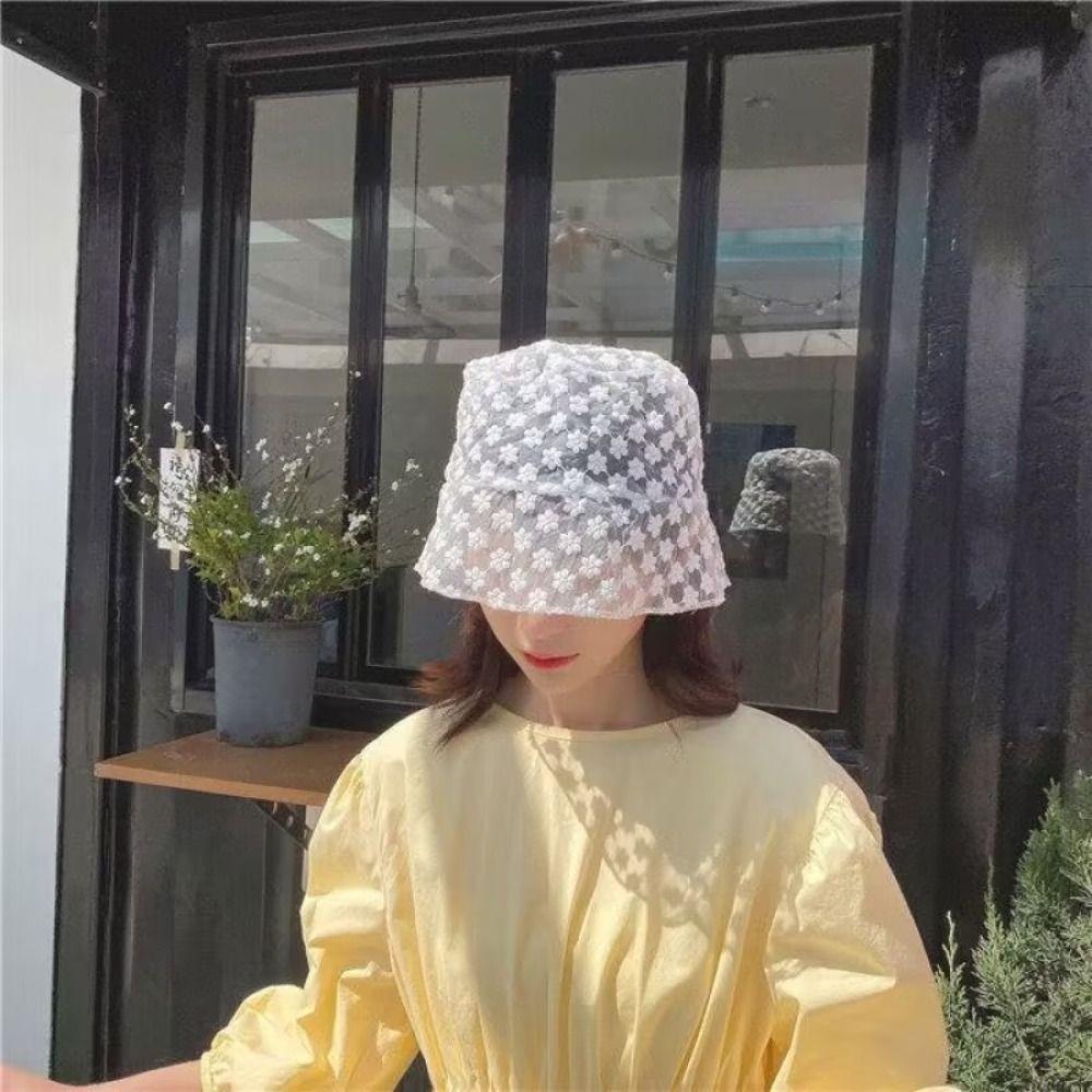 Gifts Lace Summer Fashion Fisherman Hat Portable Ladies Sun Hat Women'S Flower Cap Foldable Style Simple Basin Hat