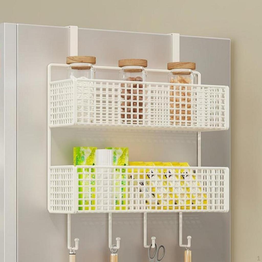 Kitchen Refrigerator Side Rack, Multitier Organizer, WallMounted Storage Black 4Tier Large