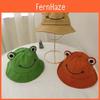 Affascinante Cappello da Pescatore Ricamato con Faccina di Rana Gialla, Ampia Visiera Parasole, Cappello da Sole per Bambini e Adulti, per Primavera Estate
