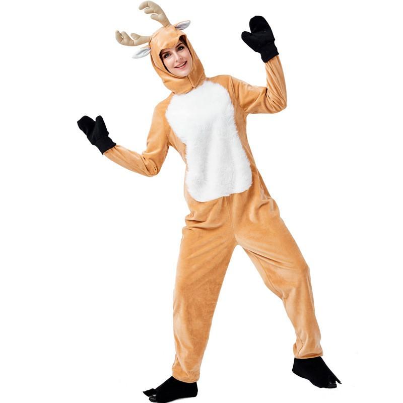 Adult Reindeer Costume Christmas Party Womens Festive Animal Role Play Outfit Game Dress M L Sizes