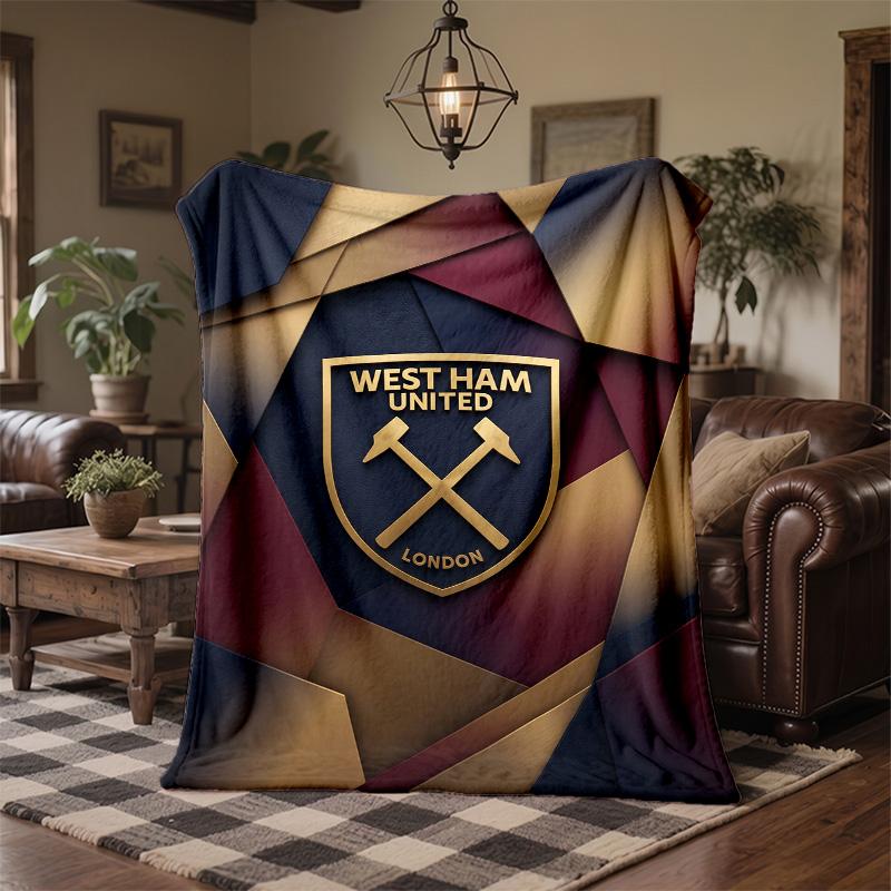 Coperta in Flanella con Stampa West Ham United Calcio Morbida Calda Coperta da Divano Letto per Casa Ufficio Camera da Letto