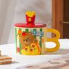 Personalized Ceramic Cup with Lid and Spoon Small Fries Creative Ceramic Cup High Value Large Capacity Cartoon Bear Mug
