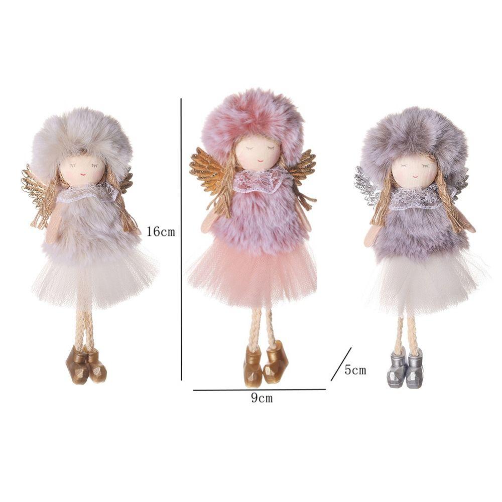 Cute Plush Angel Pendant Handmade Christmas Tree Decoration Car Ornament Angel Doll  Party