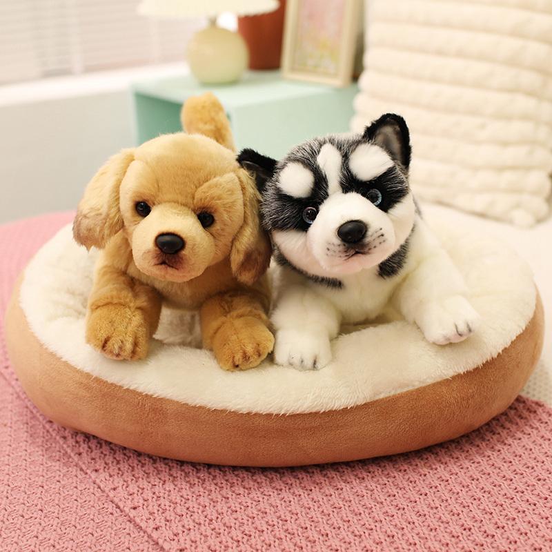 Simulation Pet Husky Corgi Plush Toy Cute Cartoon Animal Labrador Stuffed Doll Home Decor Gifts For Girl