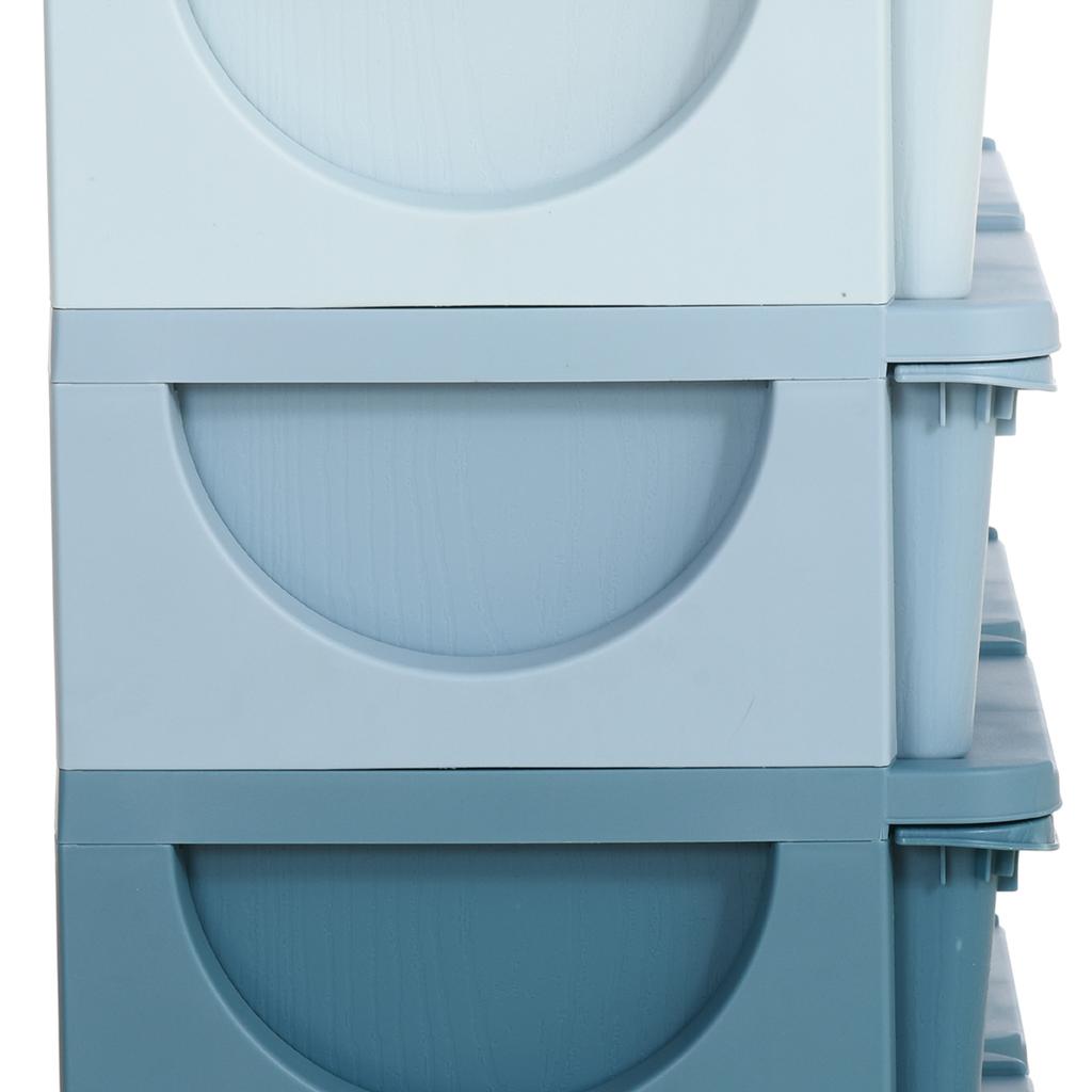 Children's Toy Organizer, 3-Tier, 6 Drawers, Plastic Boxes, 75 x 37 x 56.5 cm, Blue