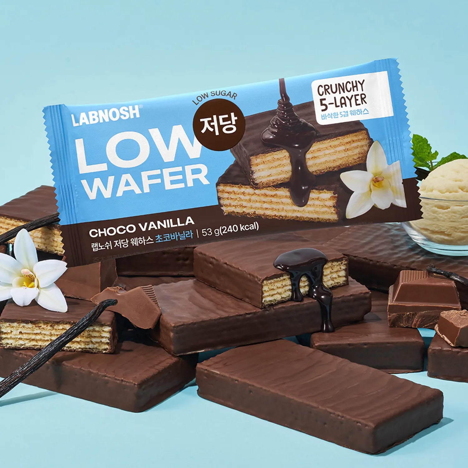 Labnosh Low-Sugar Wafers #Choco Vanilla 53g 53g