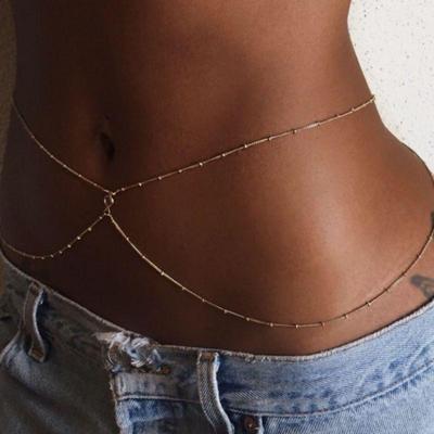 Europäische & Amerikanische Doppellagige Kupferperlen-Taillenkette - Sexy Streetstyle-Körperkette für Frauen, Perfekt für Sommer- & Strandmode.