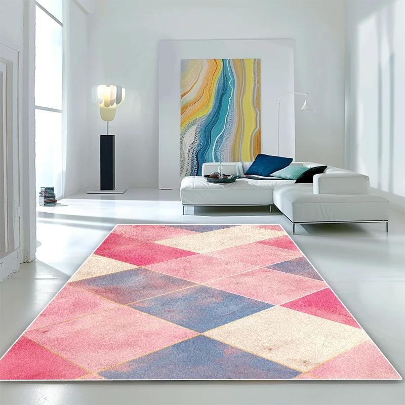 

Современный Простой Геометрический Ковер Гостиная Украшение Дома Легкая Чистка Ковры Большой Площади Холл Кухня Нескользящие Мягкие Напольные Коврики 60*90cm