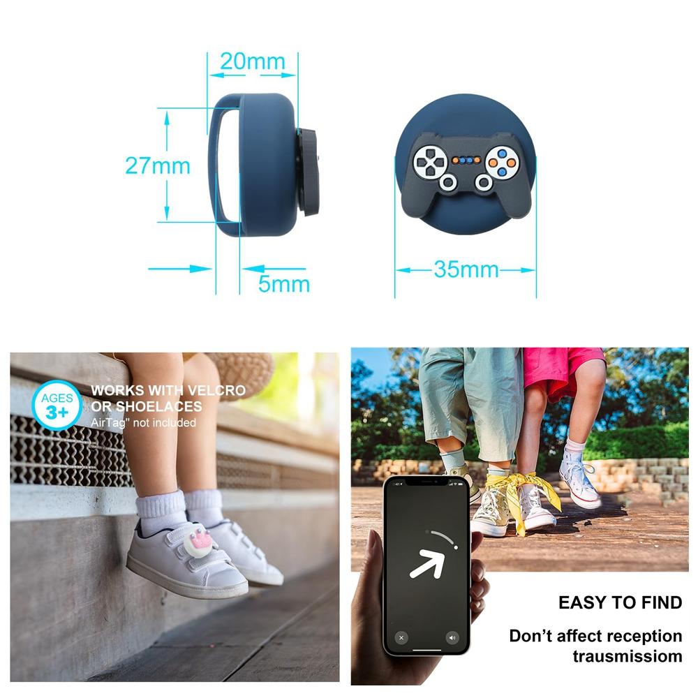 Waterproof Tracker Case for Apple AirTag Silicone Cute Cartoon Holder Tracker Protective Cover for Kid Shoelaces & Straps