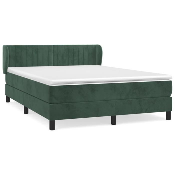 VidaXL Lit à sommier tapissier et matelas Vert foncé 140x200cm Velours 3127616