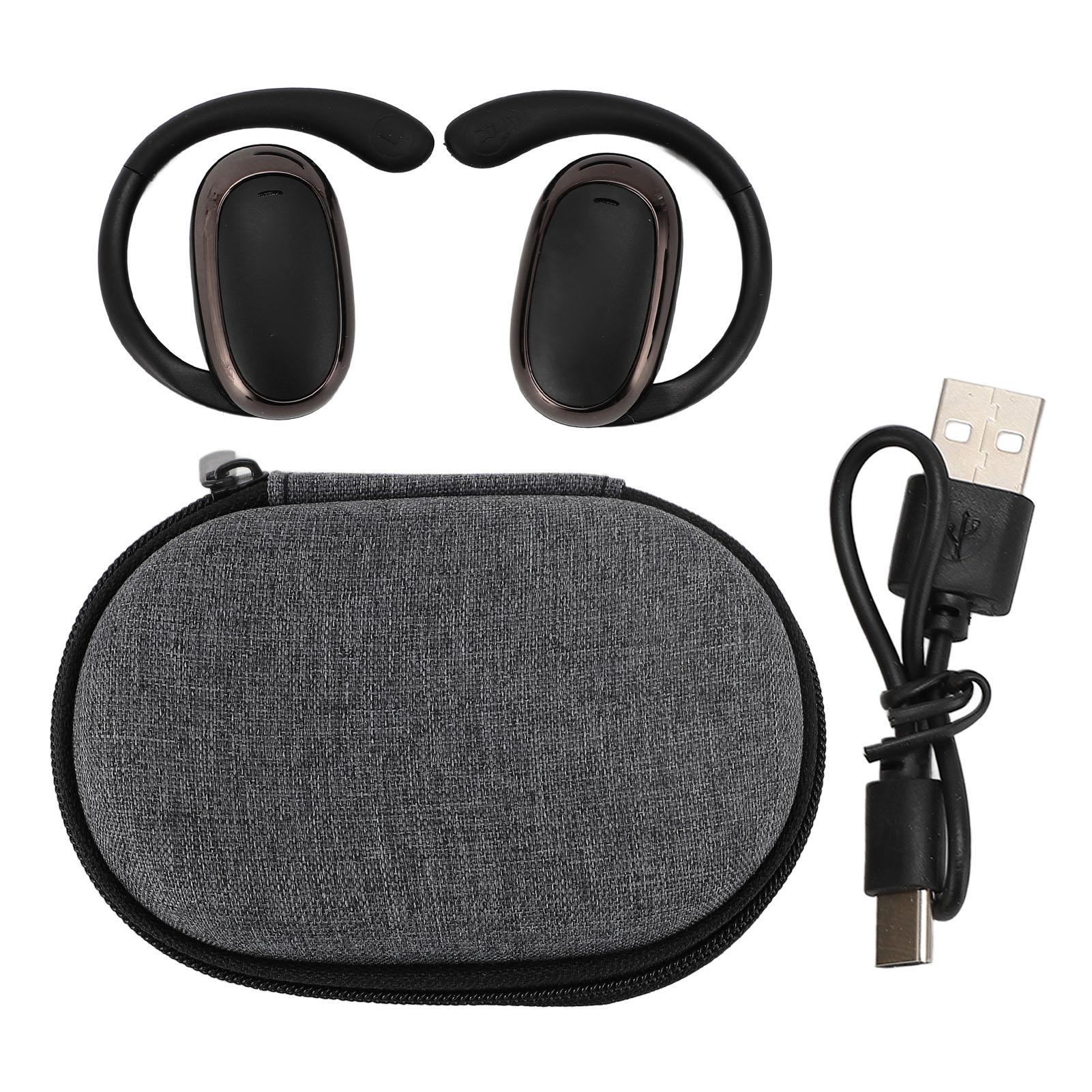 

Беспроводные наушники-вкладыши Bluetooth с заушниками и тканевым светодиодным дисплеем, чехол для зарядки для женщин Black