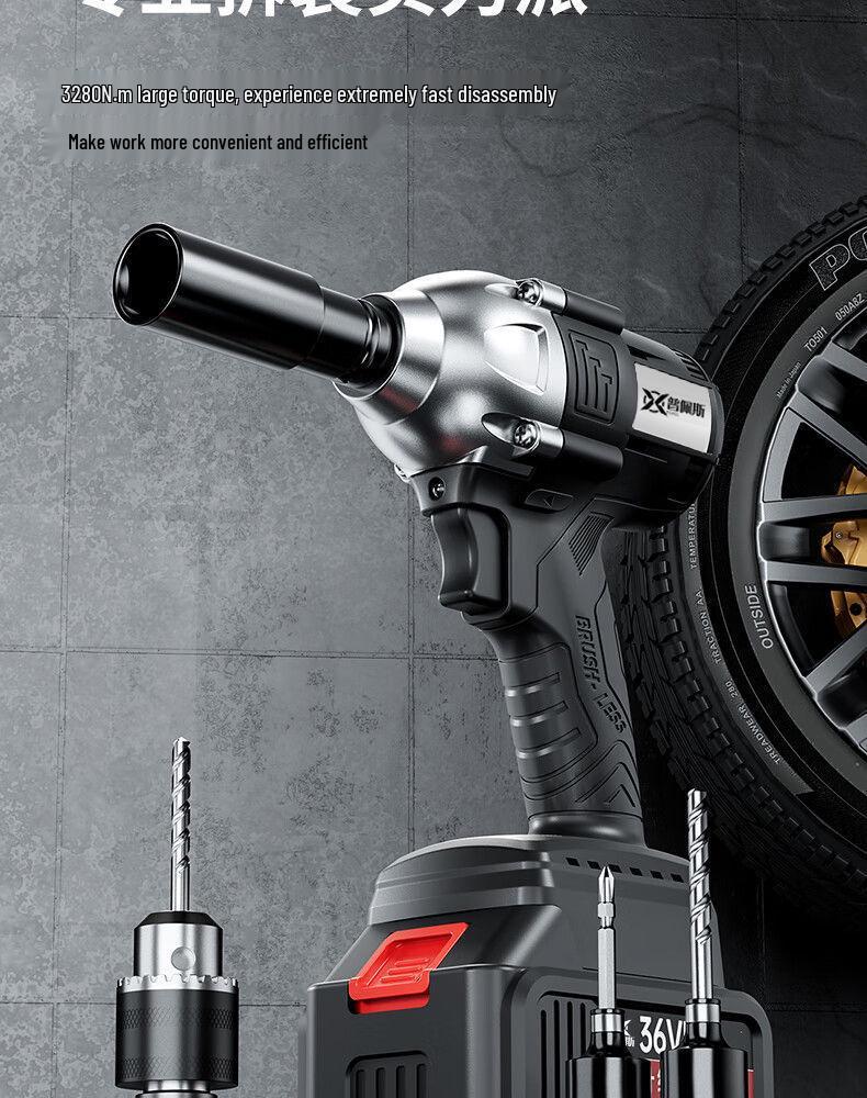 High Torque Brushless Electric Impact Wrench with Lithium Battery for Auto Repair, Scaffolding, and Woodworking