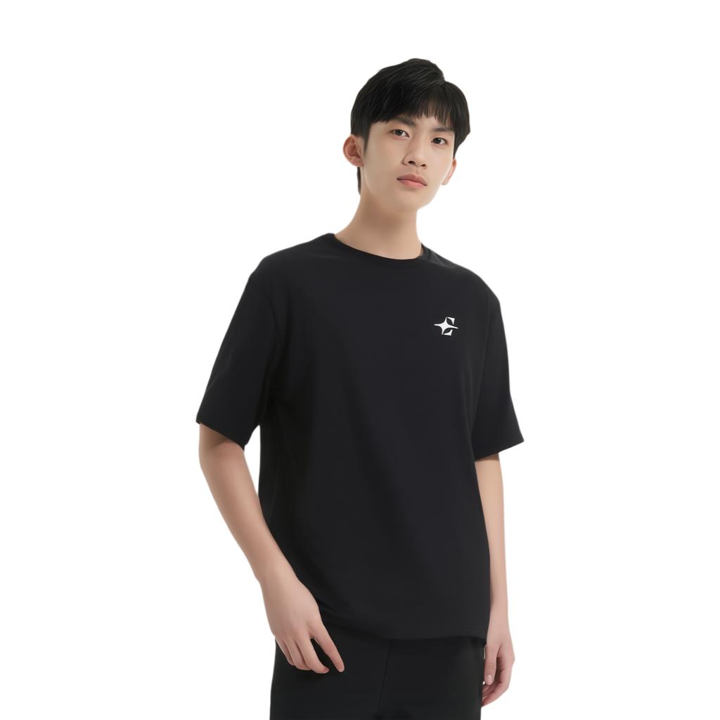 Anta Comfortable Simple Versatile Round Neck Letter Print Breathable Short Sleeve T-Shirt Men Tops Basic-Black 952521109-4