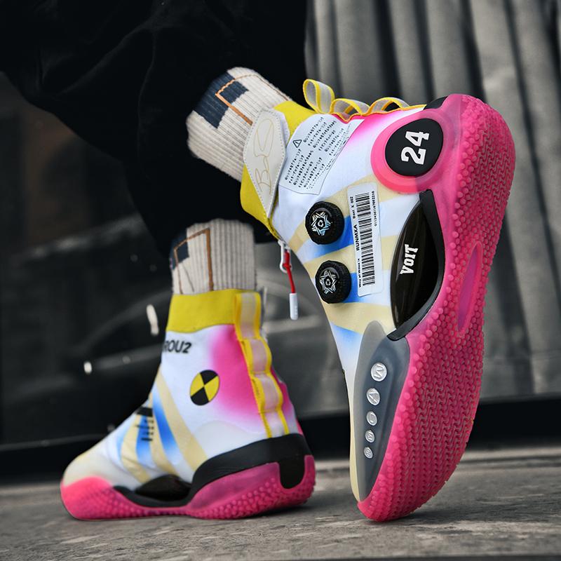 Zipper combat basketball shoes for men anti-slip cushioning 2025 new carbon plate technology high top youth sports shoes for men