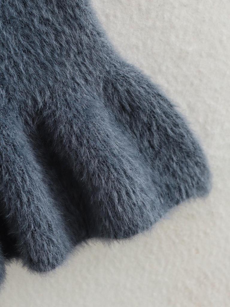 2024 Autumn Women's European & American Style Beaded Faux Fur Halter Neck Dress