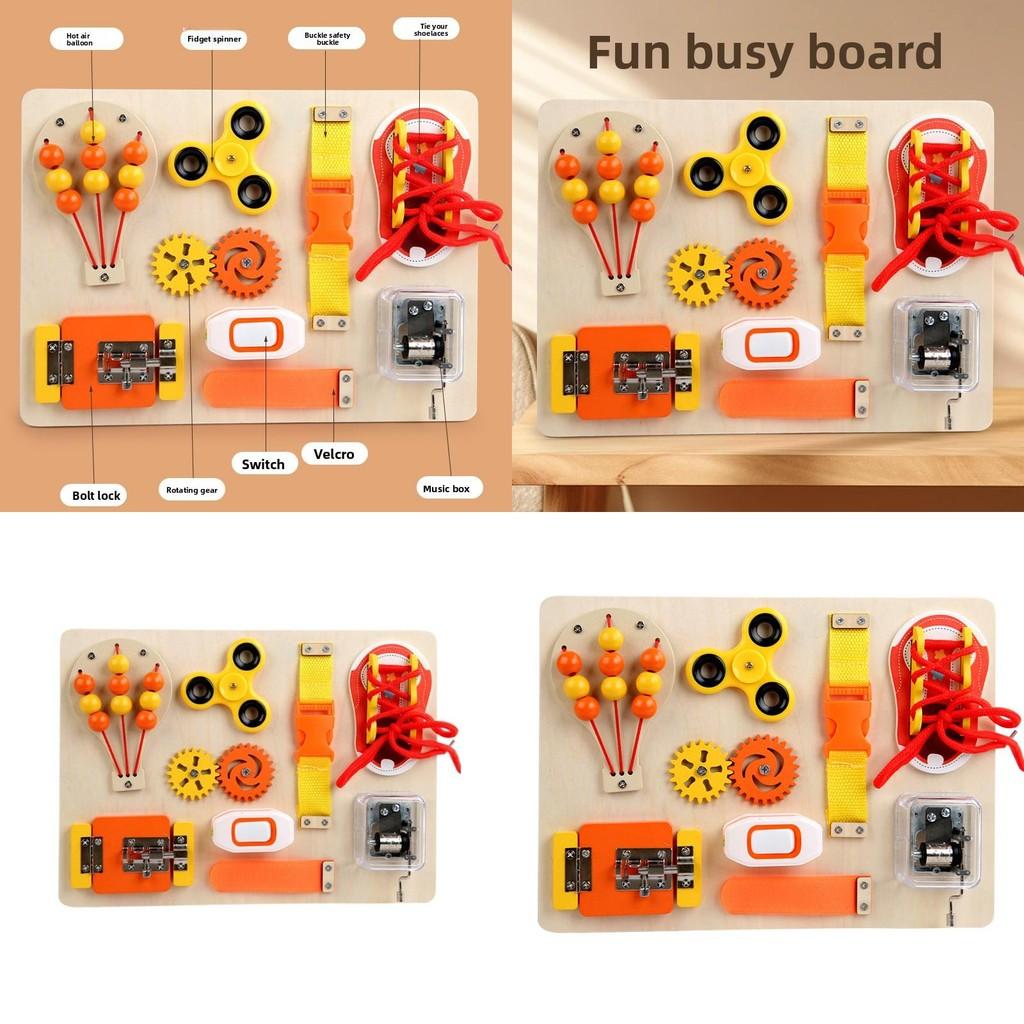 Wooden Music Box Fingertip Gyro Safety Buckle Game Board Children Puzzle Toy For Skill Development