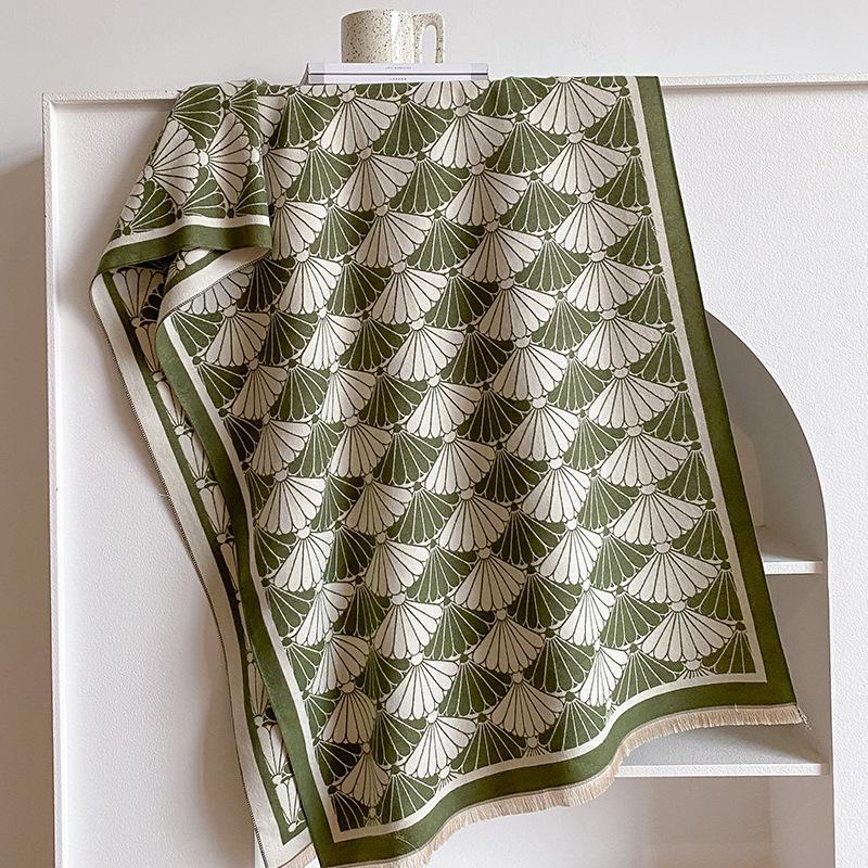 

Жаккардовый шарф из искусственного кашемира, женский модный шарф в цветовой гамме, утолщенный теплый, корейская версия, простой платок, кейп 180*65cm зелёный