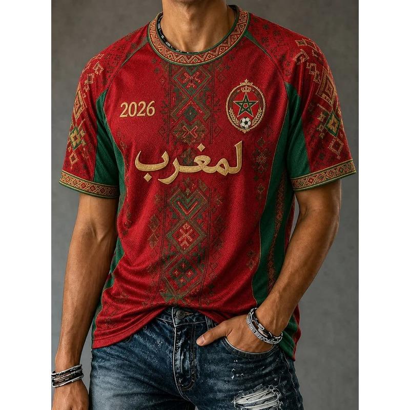 Bobby 2 Nieuw Marokkaans traditioneel voetbalshirt voor de zomer van 2026, ademend, modieus en casual, speciale editie voor voetbalfans. 4XL