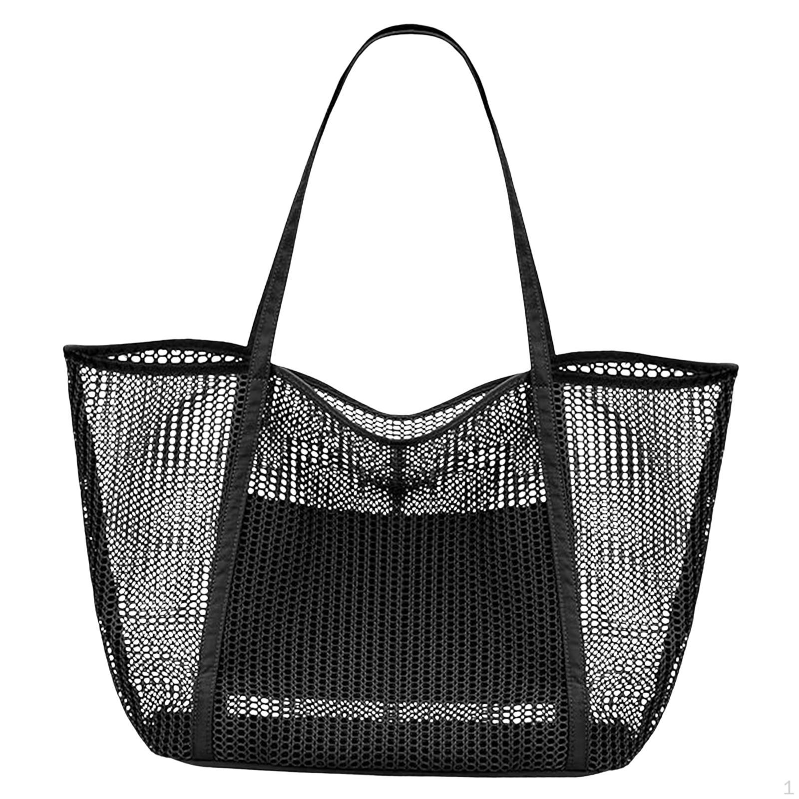 

Пляжная сумка-тоут для хранения на плече для женщин, кемпинга, шоппинга, пикника Black