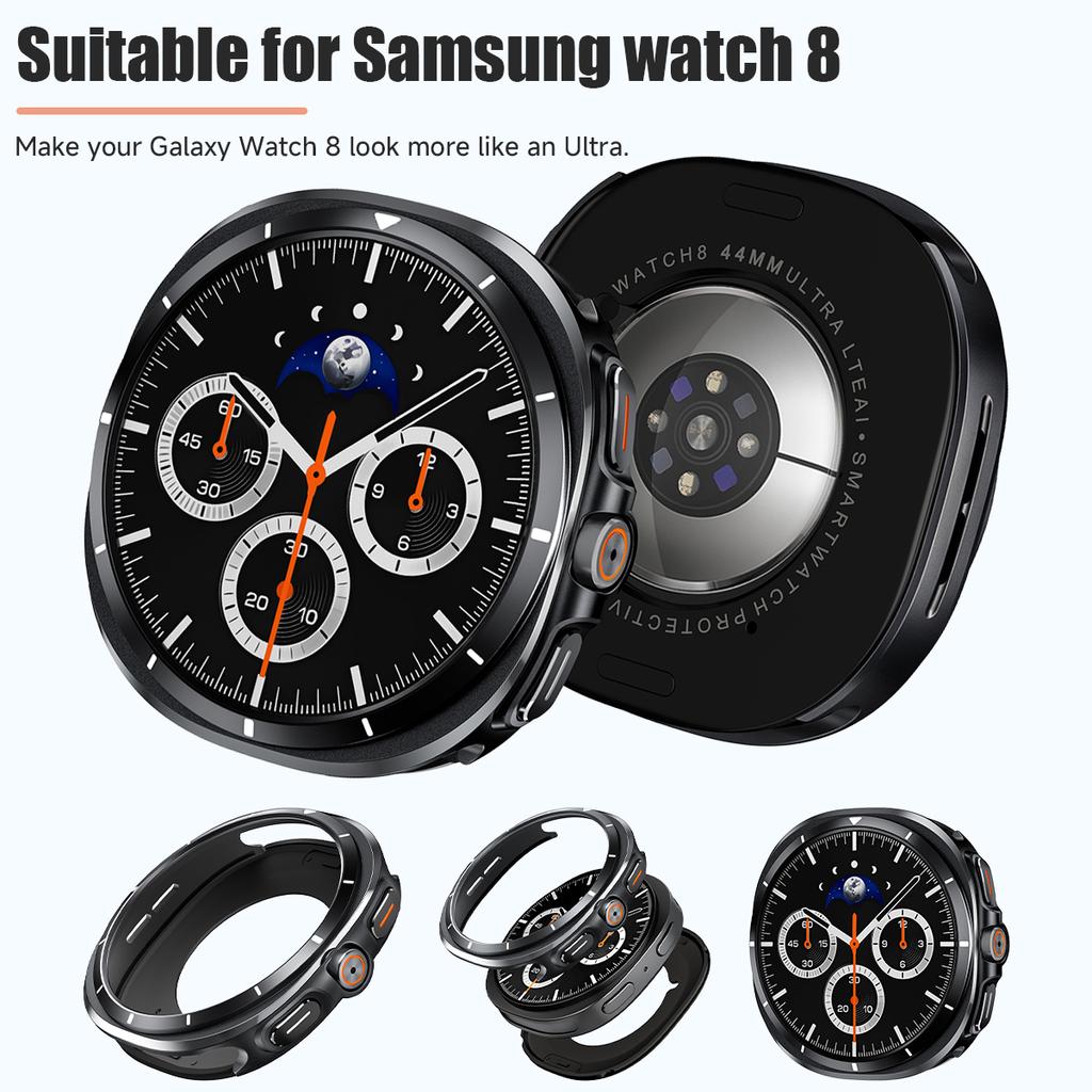 Kovové pouzdro pro Samsung Galaxy Watch 8 40/44mm PC + kovový kryt se stupnicí pro Galaxy 8 44/40mm Smartewatch Anti-drop nárazník Shell