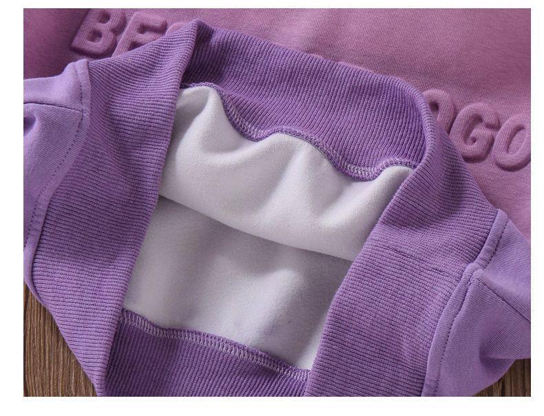 Lila Farbverlauf Hoodie und Jogginghose Set für Mädchen - Stylischer Frühjahrs-/Herbst-Freizeitanzug 2026