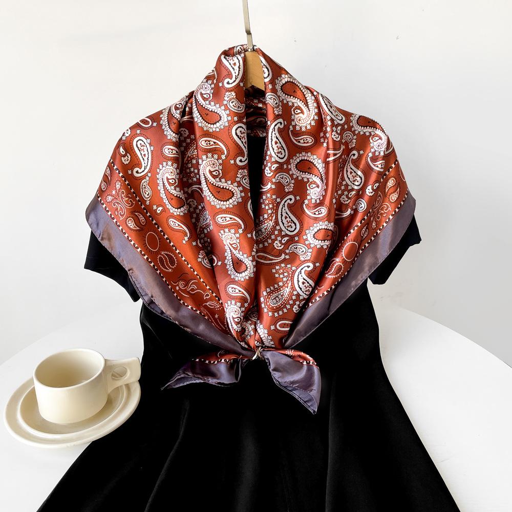 New Silk Scarf Ladies Cashew Printed Wrap Scarf Satin Scarf Satin Scarf Satin Large Square Scarf Shawl