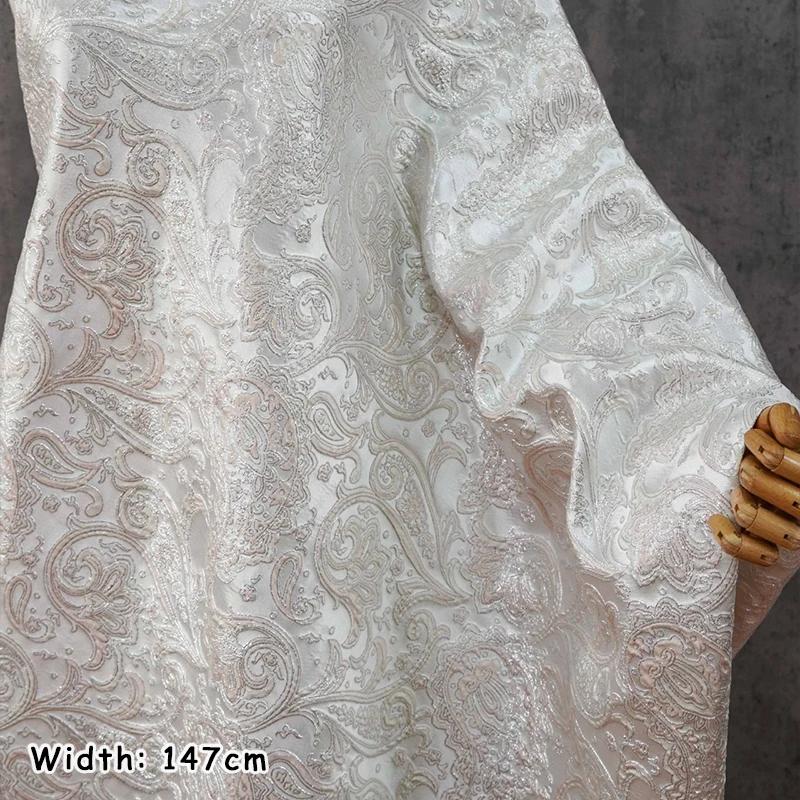 Length 1m Three-dimensional Embossed Abstract Floral Patterned Woven Fabric Elegant Dress Vest Jacquard Cushion Fabric