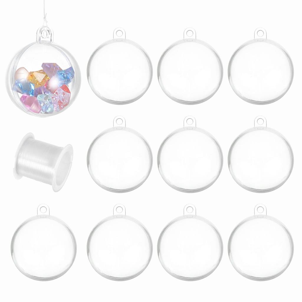 5/6/10/12pcs Clear Plastic Fillable Ornaments Clear Acrylic Ornaments Hanging Balls with164ft Wire DIY Christmas Ornament Decor