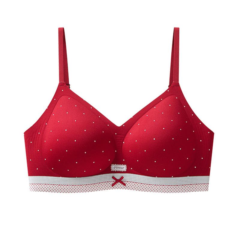 Polka Dot Bow Sweet Ballet Style No Wire Bra For Women